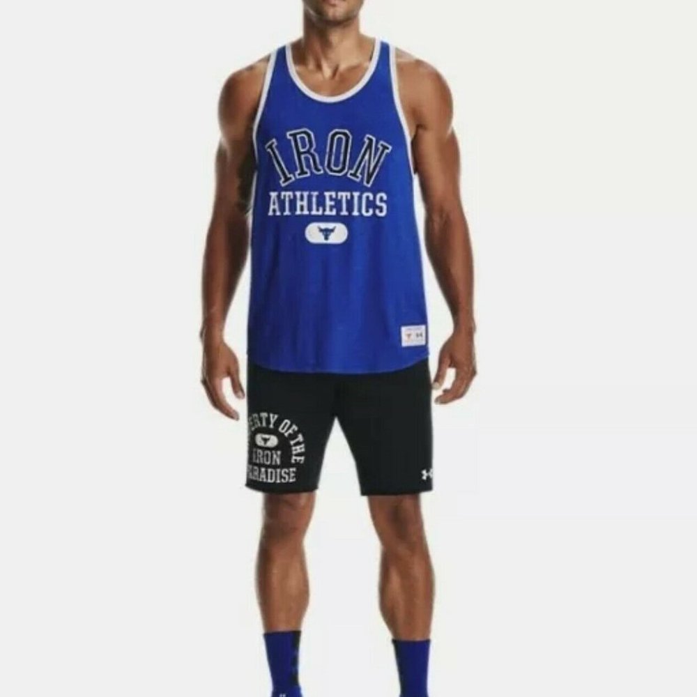 Men's Under Armour Project Rock Iron Athletics Bull Tank 1369608-400 Size NEW